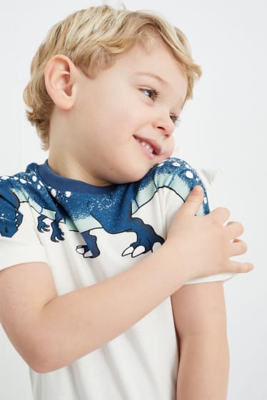 Niños - Dinosaurio - conjunto - camiseta de manga corta y shorts - 2 piezas - blanco roto