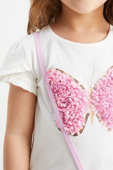 Copii - Fluture - set - tricou cu mânecă scurtă și geantă - 2 piese - alb