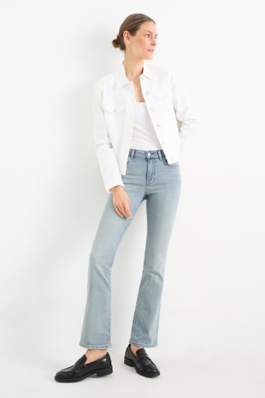 Women - Bootcut jeans - mid-rise waist - denim-light blue