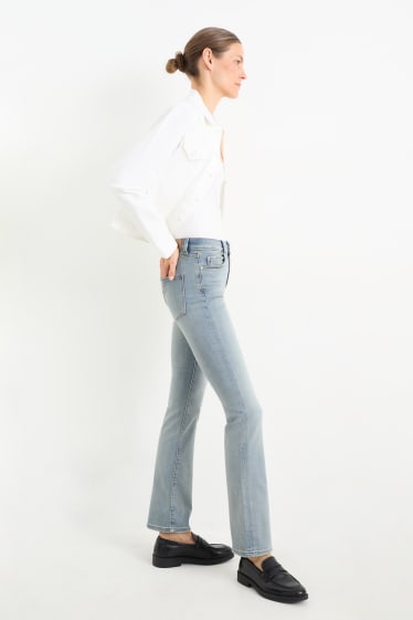 Women - Bootcut jeans - mid-rise waist - denim-light blue