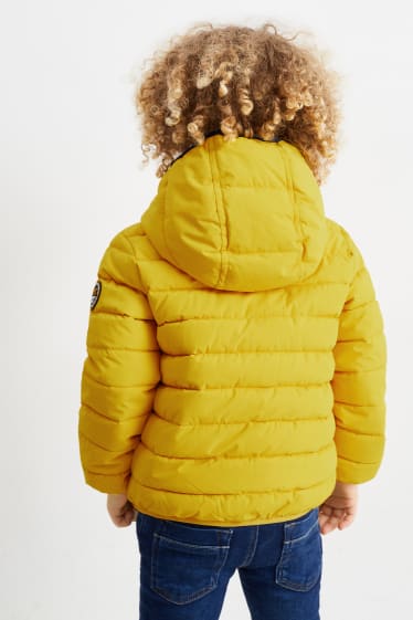 Niños - Chaqueta acolchada con capucha - hidrófuga - amarillo