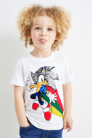 Kinderen - Sonic - T-shirt - glanseffect - wit