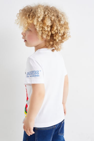 Copii - Sonic - tricou cu mânecă scurtă - aspect lucios - alb