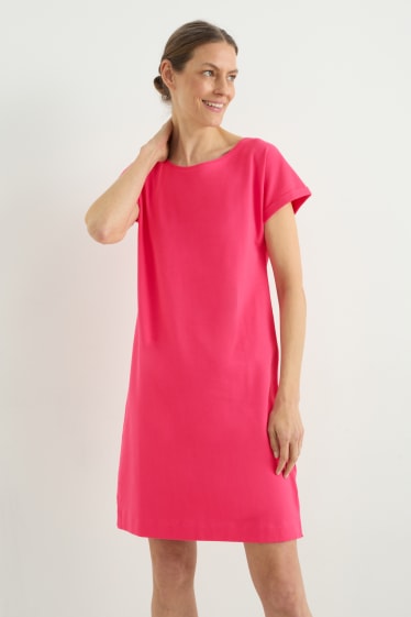 Mujer - Vestido básico estilo camiseta - rosa oscuro