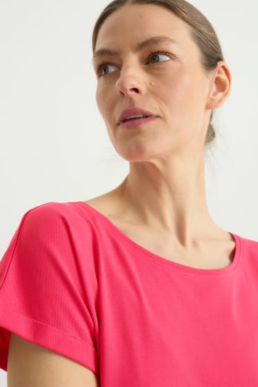 Dámské - Tričkové šaty basic - tmavě růžová