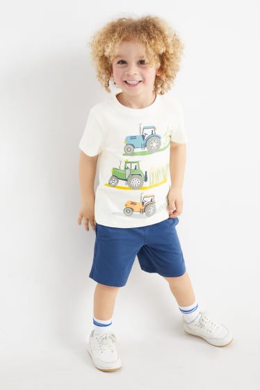 Dzieci - Traktor - komplet - koszulka z krótkim rękawem i szorty - 2 części - ciemnoniebieski