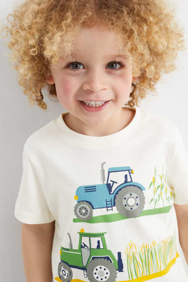 Dětské - Motiv traktoru - souprava - tričko s krátkým rukávem a šortky - 2dílná - tmavomodrá