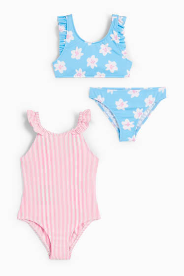 Bambini - Confezione da 2 - costume da bagno e bikini - LYCRA® XTRA LIFE™ - rosa