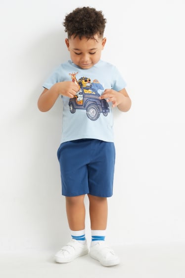Niños - Safari - conjunto - 2 camisetas de manga corta y 2 shorts - 4 piezas - azul claro