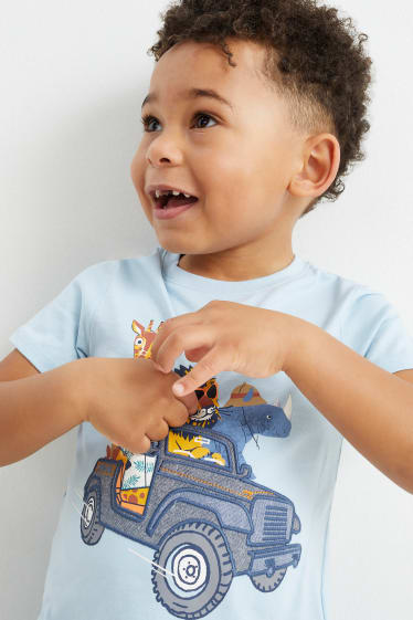 Dětské - Safari - souprava - 2 trička krátkým rukávem a 2x šortky - 4dílná - světle modrá