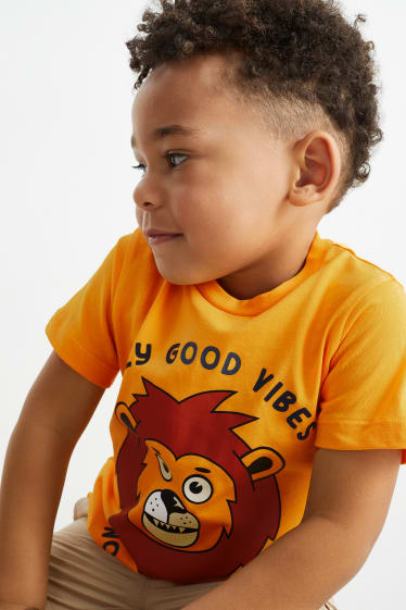 Niños - Pack de 3 - leones - camisetas de manga corta - marrón