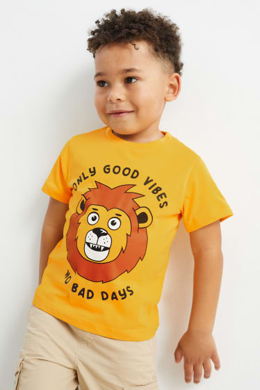 Niños - Pack de 3 - leones - camisetas de manga corta - marrón