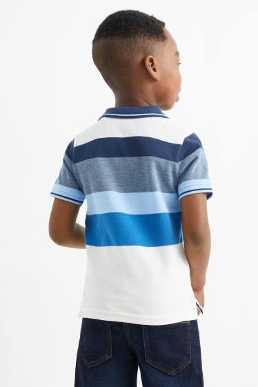 Children - Dinosaur - polo shirt - striped - white