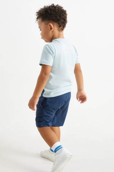 Niños - Ballena y barco - conjunto - camiseta de manga corta y shorts - 2 piezas - azul claro