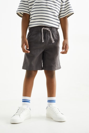 Children - Shorts - linen blend - dark gray