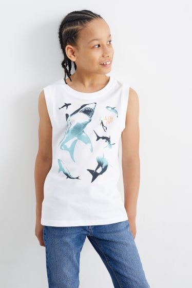Dětské - Motivy žraloka - top - krémově bílá