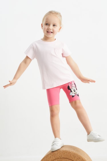 Niños - Pack de 3 - Minnie Mouse - pantalones de ciclista - blanco / rosa