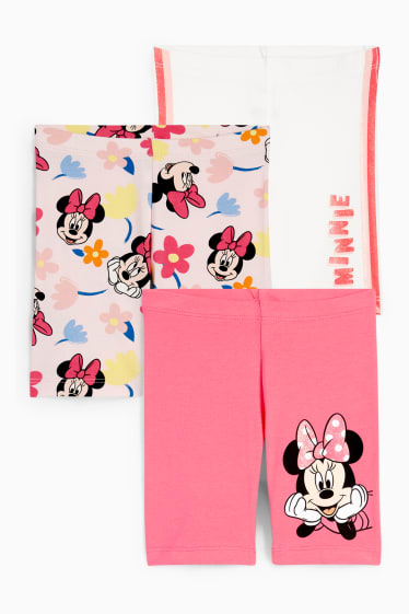 Niños - Pack de 3 - Minnie Mouse - pantalones de ciclista - blanco / rosa