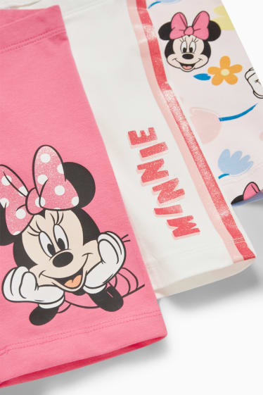 Enfants - Lot de 3 paires - Minnie Mouse - cyclistes - blanc / rose