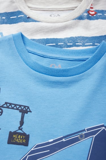 Dzieci - Wielopak, 2 szt. - pojazd budowlany - koszulka z krótkim rękawem - jasnoniebieski