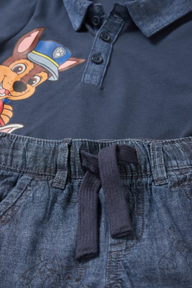 Copii - PATRULA CĂȚELUȘILOR - set - tricou polo și pantaloni scurți de blugi - 2 piese - albastru închis