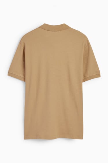 Men - Polo shirt - textured - light brown