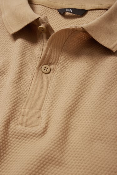 Heren - Poloshirt - met structuur - lichtbruin