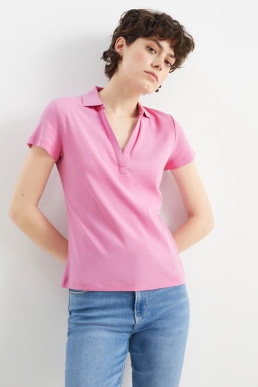Damen - Basic-Poloshirt - pink