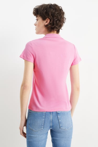 Femei - Tricou polo basic - roz