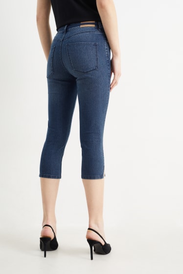 Femmes - Jean capri avec ceinture - mid waist - LYCRA® - jean bleu