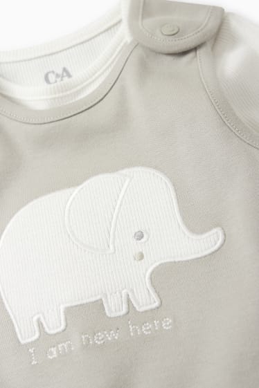 Neonati - Elefante - set con tutina - 2 pezzi - bianco / beige