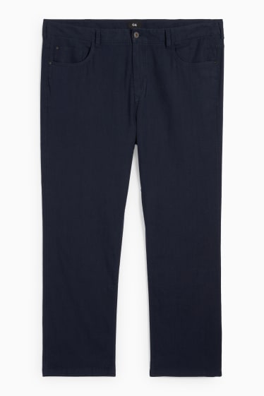 Bărbați - Pantaloni - regular fit - amestec de in - albastru închis