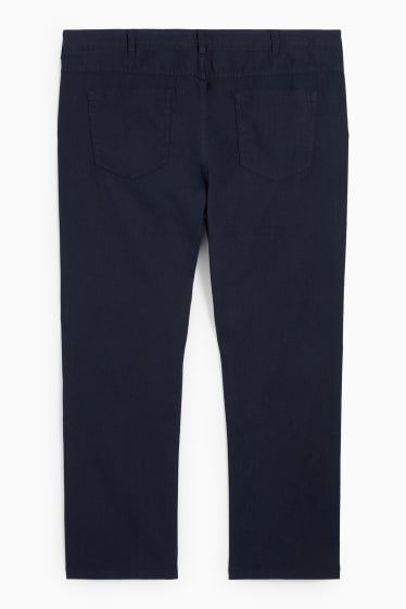 Uomo - Pantaloni - regular fit - misto lino - blu scuro