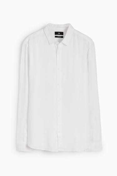 Men - Linen shirt - regular fit - Kent collar - white