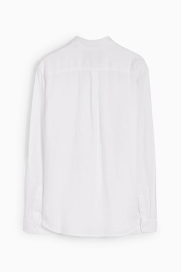 Men - Linen shirt - regular fit - Kent collar - white