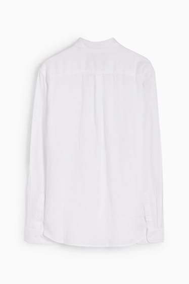 Men - Linen shirt - regular fit - Kent collar - white