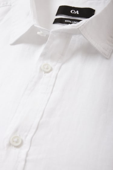 Men - Linen shirt - regular fit - Kent collar - white