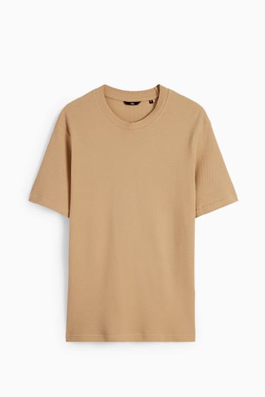 Hommes - T-shirt - texturée - marron clair