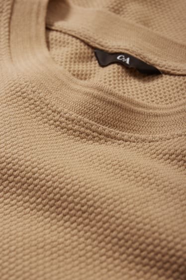Uomo - T-shirt - in materiale tramato - marrone chiaro