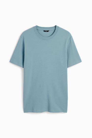 Mężczyźni - T-shirt - w fakturkę - turkusowy