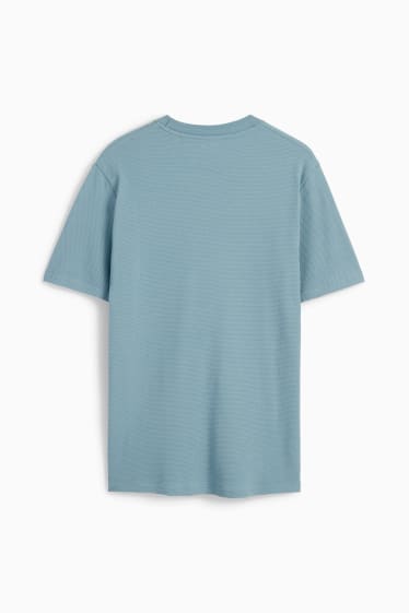 Heren - T-shirt - met structuur - turquoise