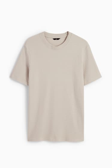 Uomo - T-shirt - in materiale tramato - beige chiaro