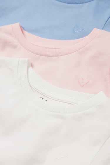 Niños - Pack de 3 - corazón - camisetas de manga corta - blanco roto