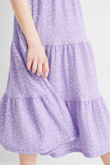 Kinder - Kleid - geblümt - hellviolett