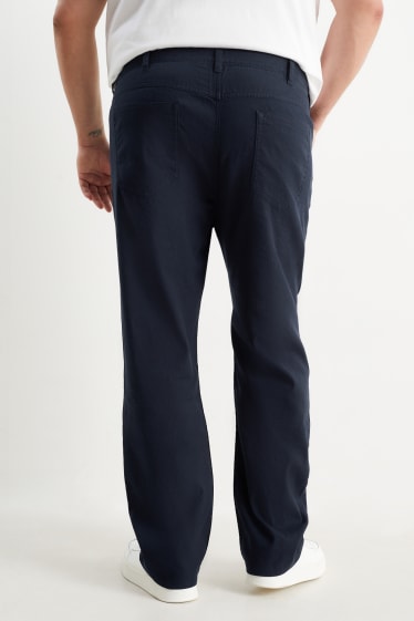 Bărbați - Pantaloni - regular fit - amestec de in - albastru închis
