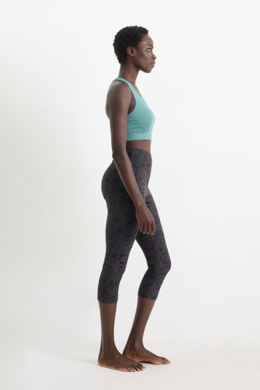 Women - Active capri leggings - 4 Way Stretch - patterned - dark gray