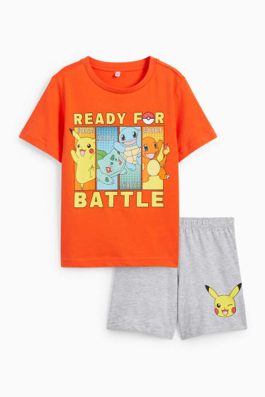Dzieci - Pokémon - krótka piżama - 2 części - pomarańczowy