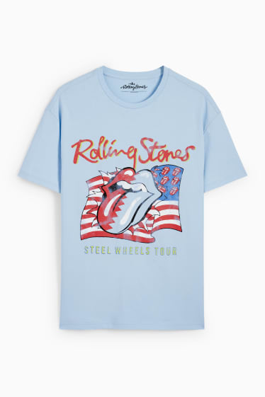 Mężczyźni - T-shirt - Rolling Stones - jasnoniebieski