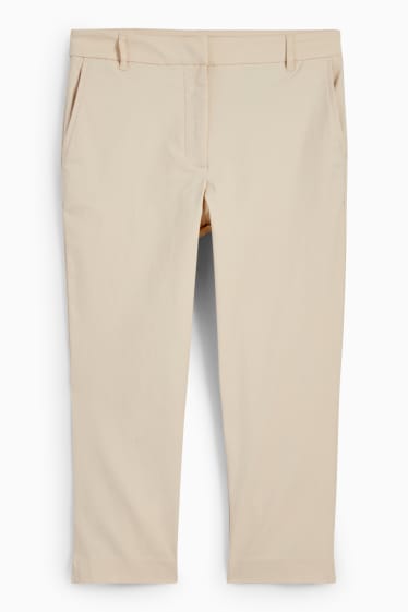Women - Capri trousers - mid-rise waist - slim fit - light beige