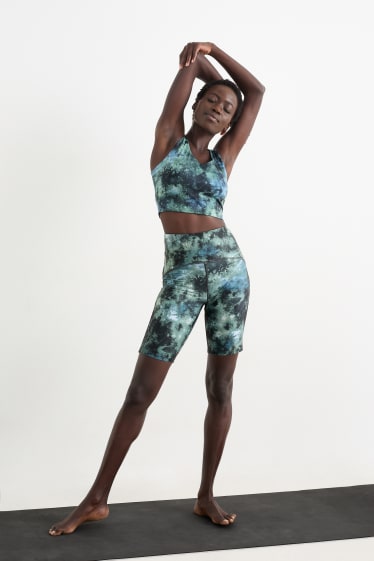 Mujer - Shorts funcionales de ciclismo - 4 Way Stretch - estampados - verde menta